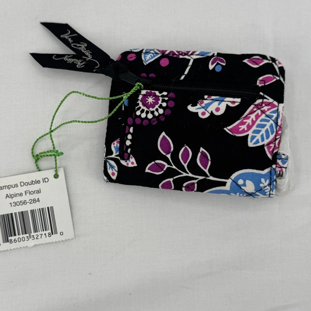 NWT Vera Bradley Campus Double ID Wallet Quilted Retired Alpine Floral Pattern
